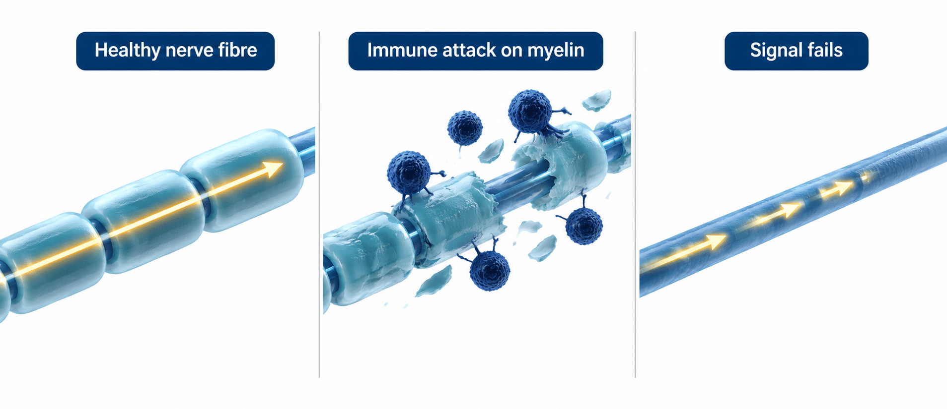 How the immune system strips myelin from nerve fibres in multiple sclerosis